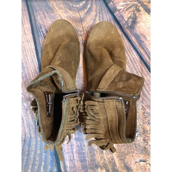 Minnetonka Rancho Brown Suede Fringe Ankle Buckle Boots Booties Womens 9 (v5L - Picture 9 of 11
